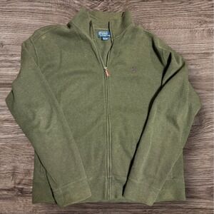 Vintage Polo Ralph Lauren Full Zip Up Sweater Men's Large Olive Streetwear